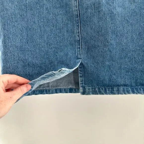 Vintage Denim Patchwork 100% Cotton Skirt Size 6 Cottagecore Patriotic Style - Picture 8 of 9